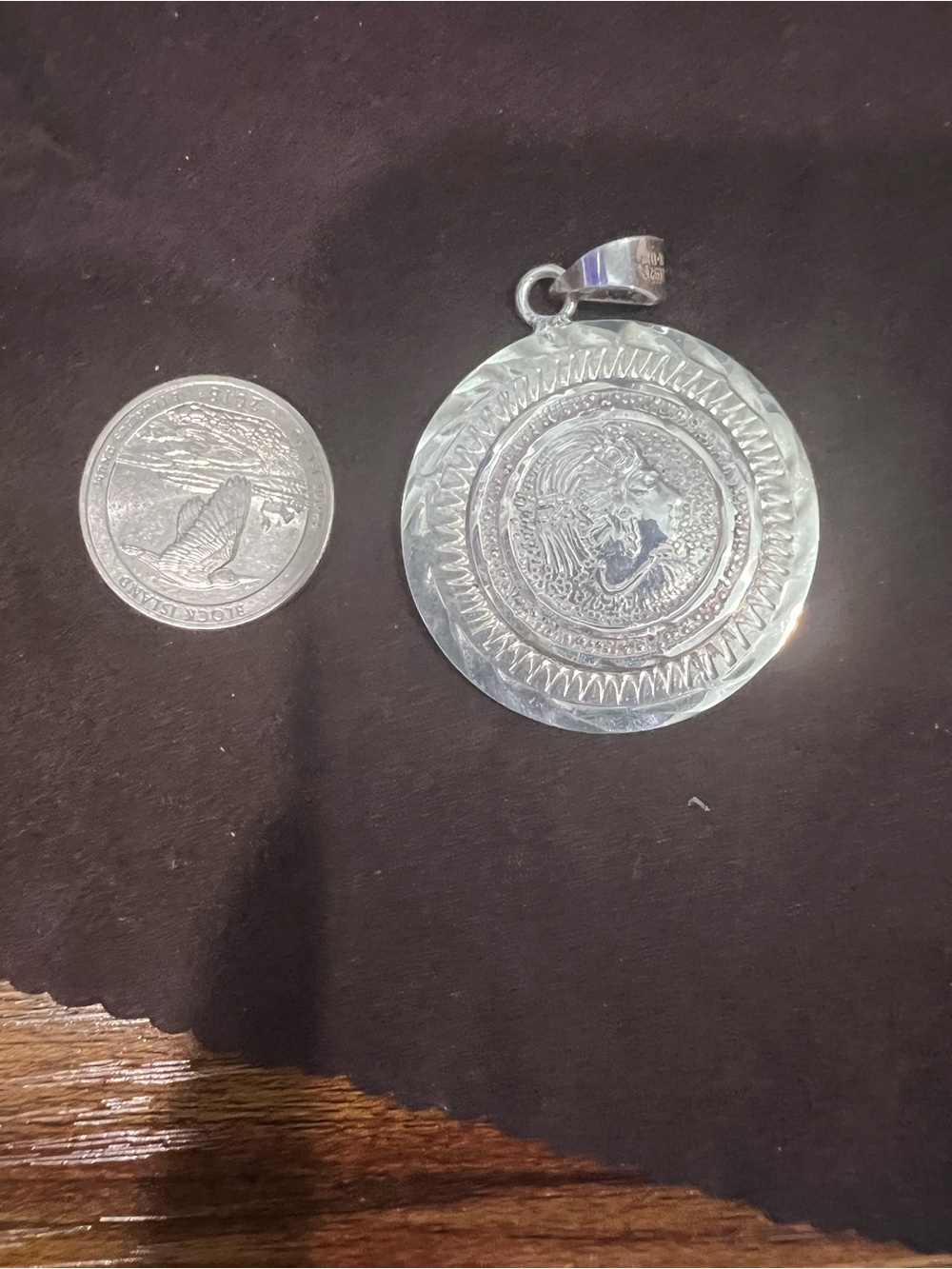 Sterling Silver Round Medallion Aztec Pendant